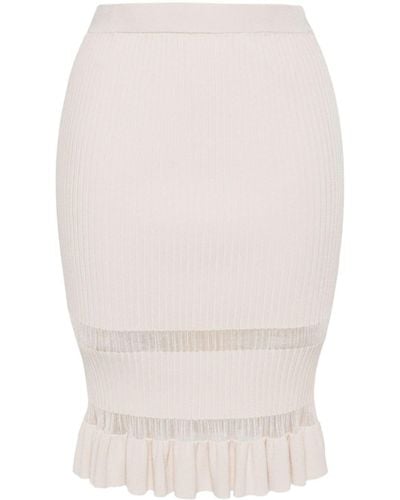 Pinko Ribbed Knitted Skirt - White