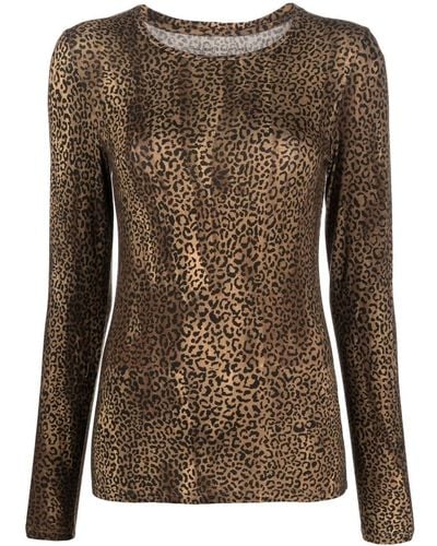 Majestic Filatures Camiseta con estampado de leopardo - Marrón