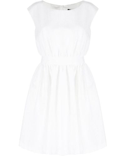 Paule Ka Boat-neck Flared Dress - White