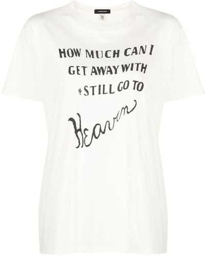 R13 T-shirt en coton à texte imprimé - Blanc
