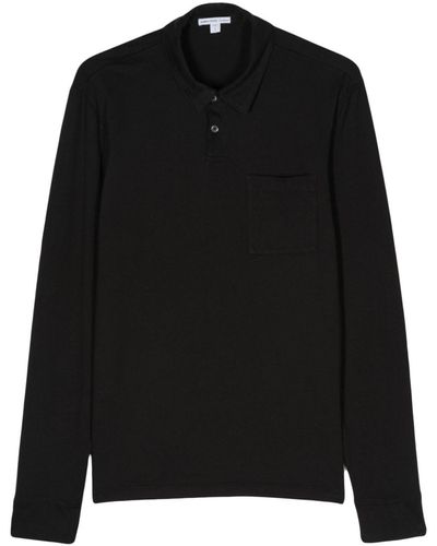 James Perse Jersey Longsleeved Polo Shirt - Black
