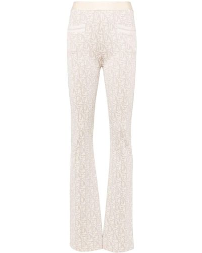 Palm Angels Flared Trousers With Medium Rise - Natural