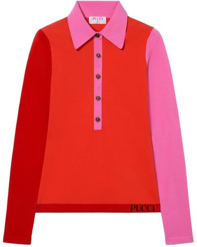Emilio Pucci Colour-block Knitted Polo Shirt - Red