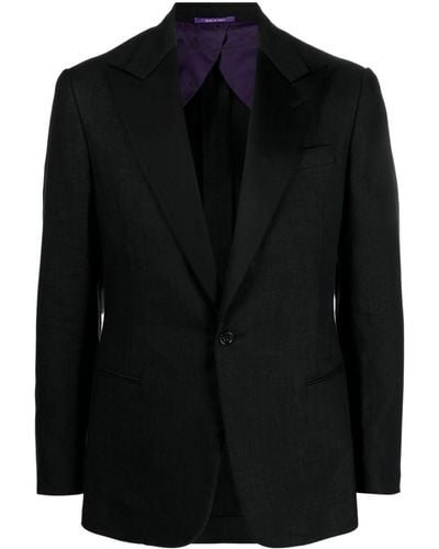 Ralph Lauren Purple Label Blazer en laine mélangée à simple boutonnage - Noir
