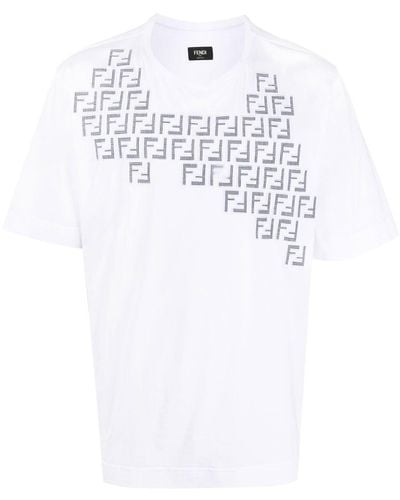 Fendi T-shirt Met Logo - Wit