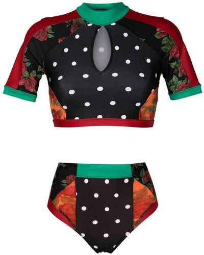 Amir Slama Patchwork-design Bikini Set - Red