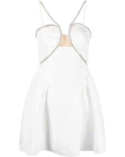 Self-Portrait Crystal-embellished Cut-out Minidress - White