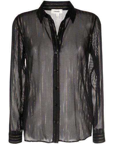 L'Agence Camisa Laurent a rayas - Negro