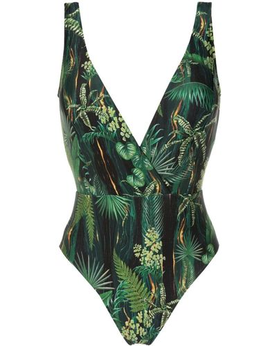 Lygia & Nanny Evita Leaf-print Swimsuit - Green