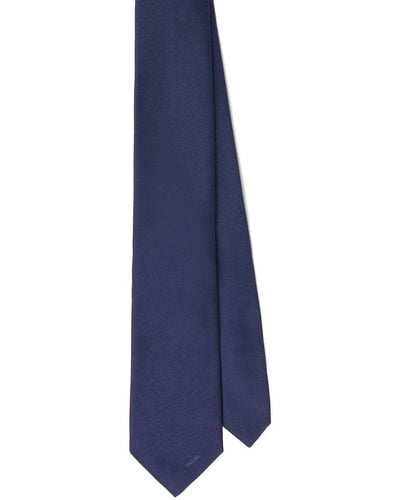 Prada Corbata con logo bordado - Azul