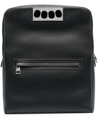 Alexander McQueen Signature-handle Leather Backpack - Black