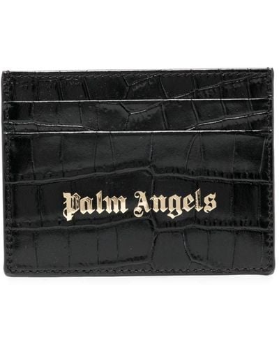 Palm Angels Portacarte con effetto pelle di coccodrillo - Nero