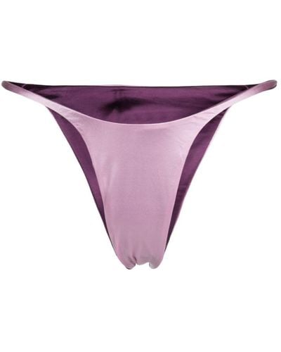 Isa Boulder Reversible Satin-finish Bikini Bottoms - Purple