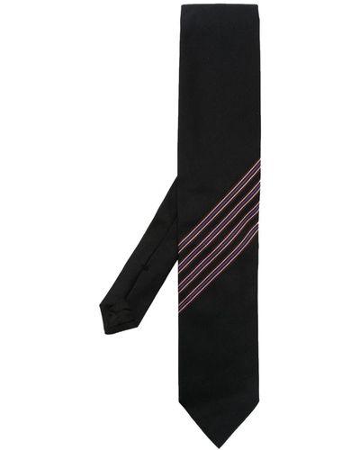 Lanvin Corbata de seda con aplique de grosgrain - Negro