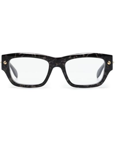 Alexander McQueen スパイクスタッズ ウェリントン眼鏡フレーム - ブラック