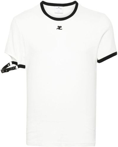 Courreges T-Shirt mit Schnallendetail - Weiß