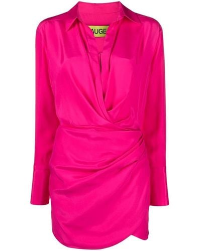 GAUGE81 Gathered Detail Silk Shirt Dress - Pink