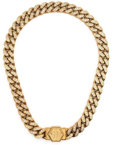Philipp Plein Hexagon Curb-chain Necklace - Metallic