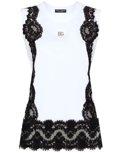 Dolce & Gabbana レースディテール Tシャツ - ブラック