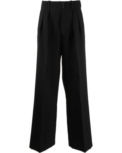 Plan C Pleat-detail Tailored Pants - Black