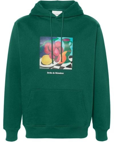 Drole de Monsieur Nature Morte Cotton Hoodie - Green