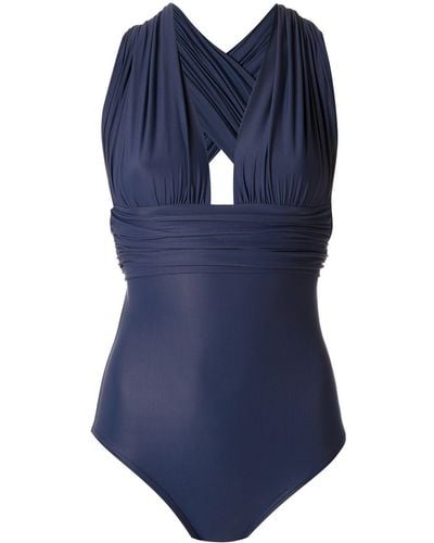 Amir Slama Panelled Swimsuit - Blue