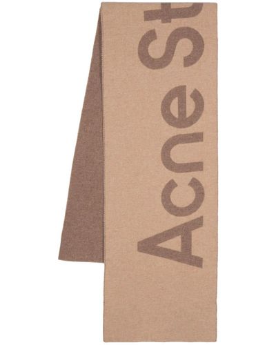 Acne Studios Écharpe frangée à logo EHD en jacquard - Neutre