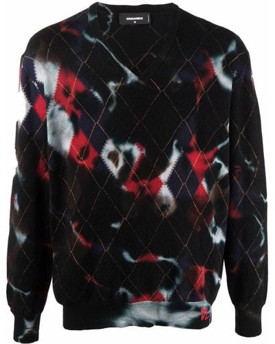 DSquared² Argyle Knit Sweater - Black