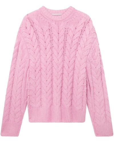 Stella McCartney Pull en maille torsadée à manches longues - Rose