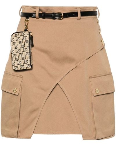 Elisabetta Franchi Cotton Cargo Mini Skirt - Natural