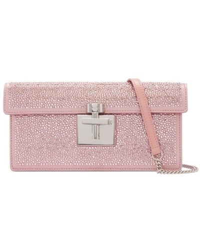Oscar de la Renta Alibi Crystal-embellished Clutch Bag - Pink