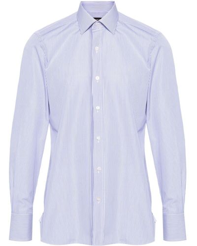 Tom Ford Gestreiftes Hemd aus Popeline - Blau