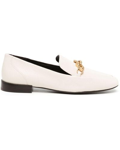 Tory Burch "Jessa" Leather Loafers - Natural
