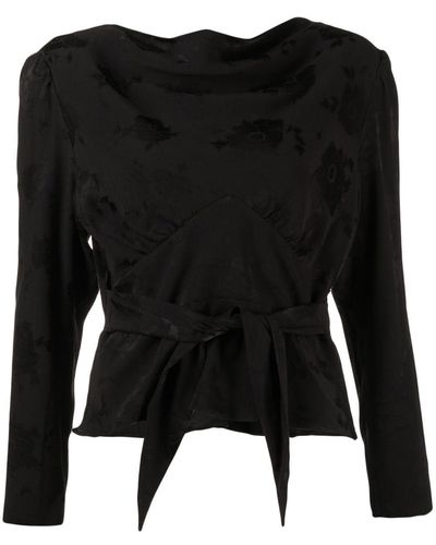 RIXO London Satijnen Blouse - Zwart