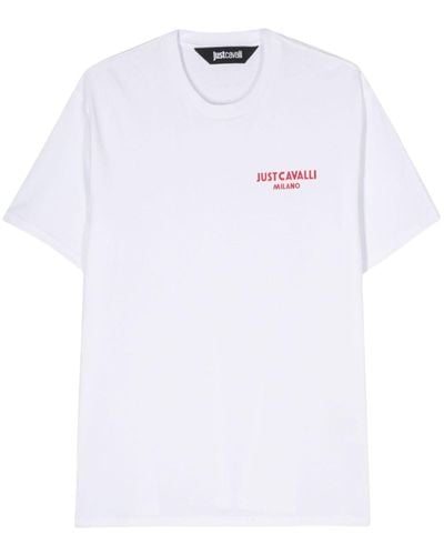 Just Cavalli T-Shirt mit beflocktem Logo - Weiß