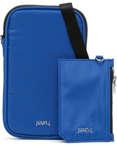 Juun.J Bolso mini con placa del logo - Azul