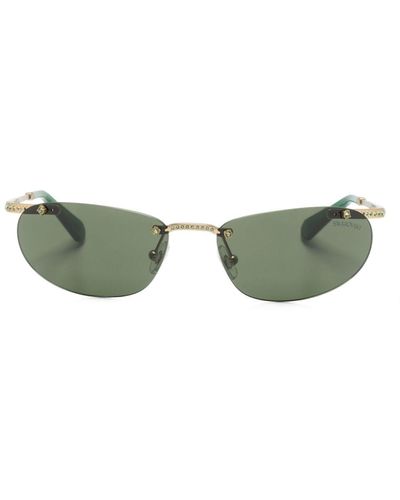 Swarovski Crystal Embellished Rimless Sunglasses - Green