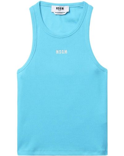 MSGM Logo-embroidered Tank Top - Blue