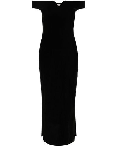 Nanushka Off-shoulder Fitted Midi Dress - Black