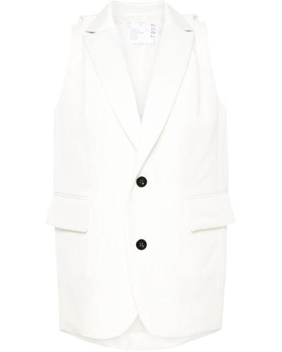 Sacai Pleat-detailing Waistcoat - White