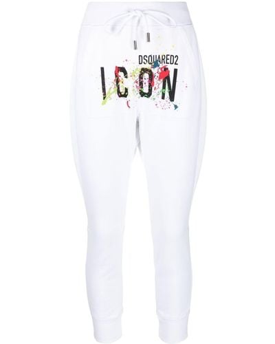 DSquared² Icon Splatter-print Cotton Track Trousers - White