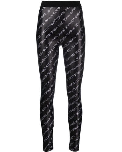 Versace Jeans Couture Leggins con logo estampado - Negro