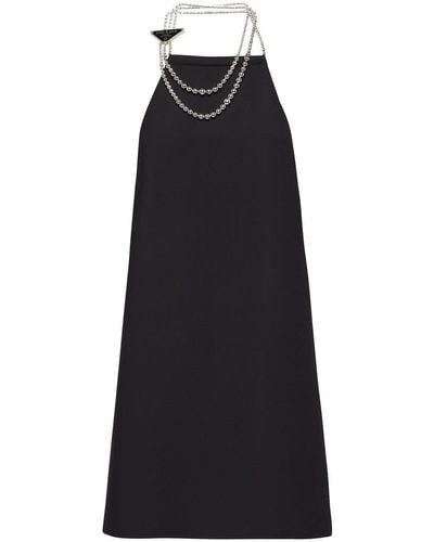 Prada Cady Mini Dress With Necklace - Black