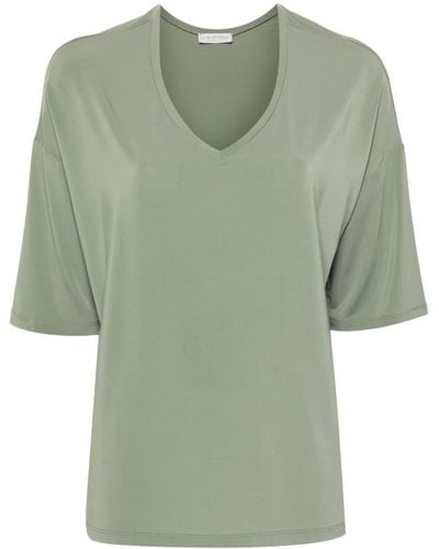 Le Tricot Perugia V-neck Drop-shoulder T-shirt - Green