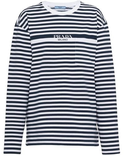 Prada Logo-print Striped T-shirt - Blue