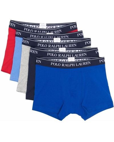 Polo Ralph Lauren Lot de 5 boxers à logo imprimé - Bleu