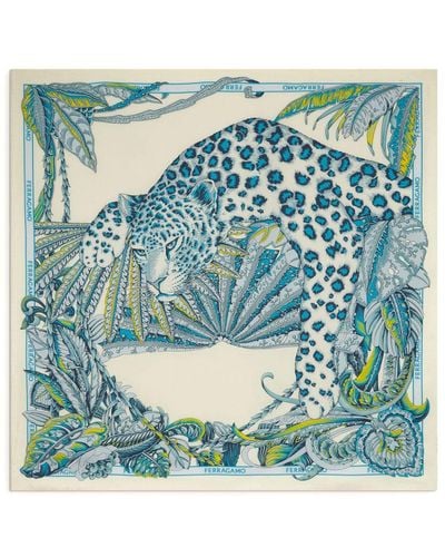 Ferragamo Togo-print Silk Scarf - Blue