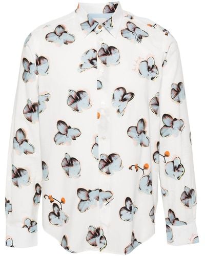 Paul Smith Floral-print Long-sleeve Shirt - Grey