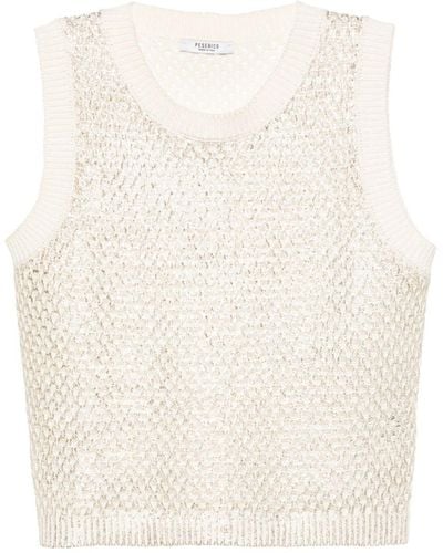 Peserico Metallic-effect Knitted Top - Natural