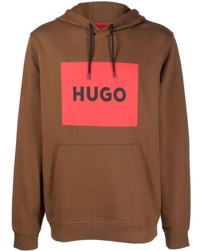 HUGO Logo-print Cotton Hoodie - Pink